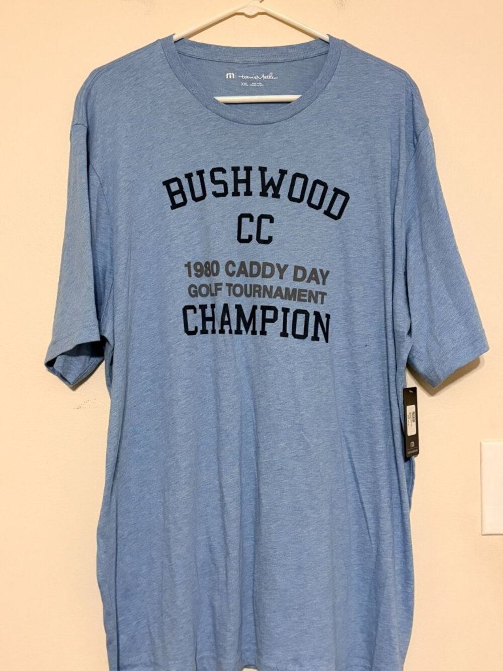 New NWT Travis Mathew Caddyshack Bushwood CC Champion Blue T-Shirt Size XXL
